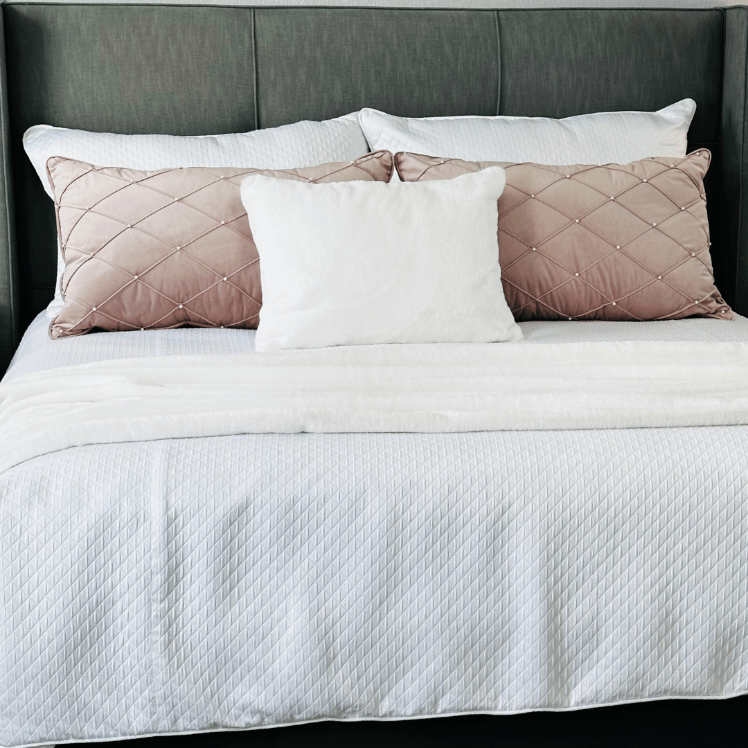 Maza Decor Roma Ropa de cama artesanal juego de cama blanco y beige - Elegance