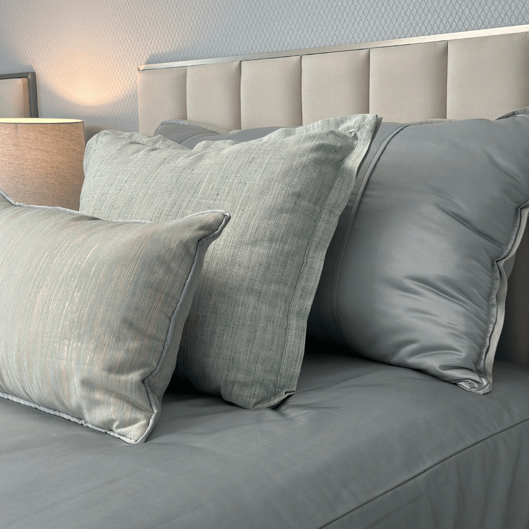 Maza Decor Gray Harmony Bedding Set with Multi-Tonal Pillow